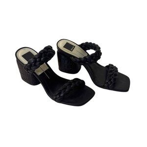 Dolce Vita Black Braided Strap Block Heel Sandals Size 8.5 Made In Brazil